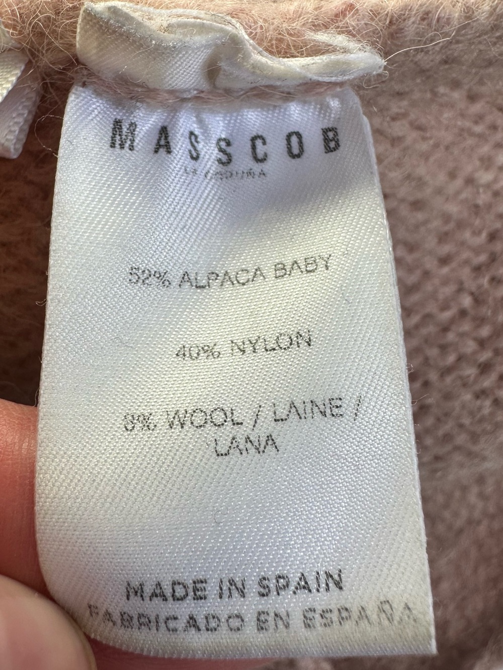 MASSCOB Women’s Pink Baby Alpaca Wool Blend 3/4 Dolman Sleeve Sweater- XS - Picture 8 of 11